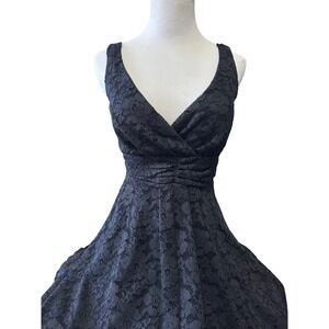 En Focus Studio Black Lace V Neck Ruched Waist Hi Low Dress Sz 12 Whimsigoth